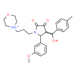 ChemSpider 2D Image | 4-(3-{3-[Hydroxy(4-methylphenyl)methylene]-2-(3-methoxyphenyl)-4,5-dioxo-1-pyrrolidinyl}propyl)morpholin-4-ium | C26H31N2O5