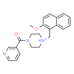 ChemSpider 2D Image | 1-[(2-Methoxy-1-naphthyl)methyl]-4-(3-pyridinylcarbonyl)piperazin-1-ium | C22H24N3O2