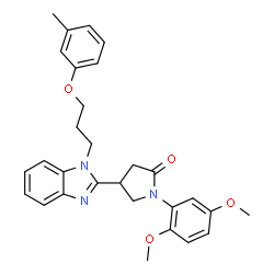 ChemSpider 2D Image | 1-(2,5-Dimethoxyphenyl)-4-{1-[3-(3-methylphenoxy)propyl]-1H-benzimidazol-2-yl}-2-pyrrolidinone | C29H31N3O4