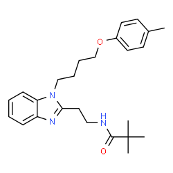 ChemSpider 2D Image | 2,2-Dimethyl-N-(2-{1-[4-(4-methylphenoxy)butyl]-1H-benzimidazol-2-yl}ethyl)propanamide | C25H33N3O2