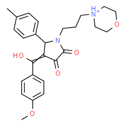 ChemSpider 2D Image | 4-(3-{3-[Hydroxy(4-methoxyphenyl)methylene]-2-(4-methylphenyl)-4,5-dioxo-1-pyrrolidinyl}propyl)morpholin-4-ium | C26H31N2O5