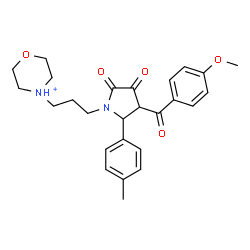 ChemSpider 2D Image | 4-{3-[3-(4-Methoxybenzoyl)-2-(4-methylphenyl)-4,5-dioxo-1-pyrrolidinyl]propyl}morpholin-4-ium | C26H31N2O5