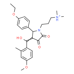 ChemSpider 2D Image | 3-{2-(4-Ethoxyphenyl)-3-[hydroxy(4-methoxy-2-methylphenyl)methylene]-4,5-dioxo-1-pyrrolidinyl}-N,N-dimethyl-1-propanaminium | C26H33N2O5