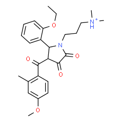 ChemSpider 2D Image | 3-[2-(2-Ethoxyphenyl)-3-(4-methoxy-2-methylbenzoyl)-4,5-dioxo-1-pyrrolidinyl]-N,N-dimethyl-1-propanaminium | C26H33N2O5