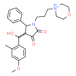 ChemSpider 2D Image | 4-(3-{3-[Hydroxy(4-methoxy-2-methylphenyl)methylene]-4,5-dioxo-2-phenyl-1-pyrrolidinyl}propyl)morpholin-4-ium | C26H31N2O5