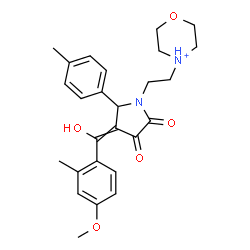 ChemSpider 2D Image | 4-(2-{3-[Hydroxy(4-methoxy-2-methylphenyl)methylene]-2-(4-methylphenyl)-4,5-dioxo-1-pyrrolidinyl}ethyl)morpholin-4-ium | C26H31N2O5