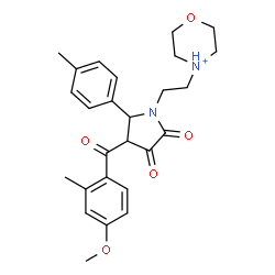 ChemSpider 2D Image | 4-{2-[3-(4-Methoxy-2-methylbenzoyl)-2-(4-methylphenyl)-4,5-dioxo-1-pyrrolidinyl]ethyl}morpholin-4-ium | C26H31N2O5