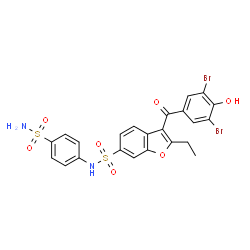 ChemSpider 2D Image | 3-(3,5-Dibromo-4-hydroxybenzoyl)-2-ethyl-N-(4-sulfamoylphenyl)-1-benzofuran-6-sulfonamide | C23H18Br2N2O7S2