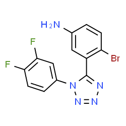 ChemSpider 2D Image | 4-Bromo-3-[1-(3,4-difluorophenyl)-1H-tetrazol-5-yl]aniline | C13H8BrF2N5
