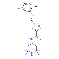 ChemSpider 2D Image | 1-[(2,5-Dimethylphenoxy)methyl]-N-(2,2,6,6-tetramethyl-4-piperidinyl)-1H-pyrazole-3-carboxamide | C22H32N4O2