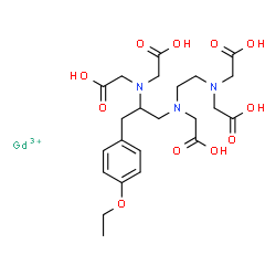 ChemSpider 2D Image | 2-[[2-(bis(carboxymethyl)amino)-3-(4-ethoxyphenyl)propyl]-[2-(bis(carboxymethyl)amino)ethyl]amino]acetic acid; gadolinium(+3) cation | C23H33GdN3O11