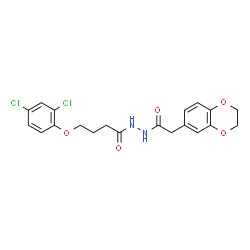 ChemSpider 2D Image | 4-(2,4-Dichlorophenoxy)-N'-(2,3-dihydro-1,4-benzodioxin-6-ylacetyl)butanehydrazide | C20H20Cl2N2O5