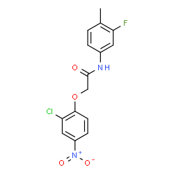 ChemSpider 2D Image | 2-(2-Chloro-4-nitrophenoxy)-N-(3-fluoro-4-methylphenyl)acetamide | C15H12ClFN2O4
