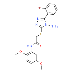 ChemSpider 2D Image | 2-{[4-Amino-5-(2-bromophenyl)-4H-1,2,4-triazol-3-yl]sulfanyl}-N-(2,5-dimethoxyphenyl)acetamide | C18H18BrN5O3S