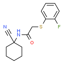 ChemSpider 2D Image | N-(1-Cyanocyclohexyl)-2-[(2-fluorophenyl)sulfanyl]acetamide | C15H17FN2OS