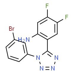 ChemSpider 2D Image | 2-[1-(3-Bromophenyl)-1H-tetrazol-5-yl]-4,5-difluoroaniline | C13H8BrF2N5