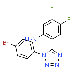 ChemSpider 2D Image | 2-[1-(4-Bromophenyl)-1H-tetrazol-5-yl]-4,5-difluoroaniline | C13H8BrF2N5
