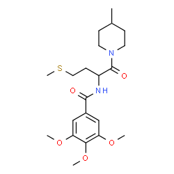 ChemSpider 2D Image | 3,4,5-Trimethoxy-N-[1-(4-methyl-1-piperidinyl)-4-(methylsulfanyl)-1-oxo-2-butanyl]benzamide | C21H32N2O5S