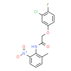 ChemSpider 2D Image | 2-(3-Chloro-4-fluorophenoxy)-N-(2-methyl-6-nitrophenyl)acetamide | C15H12ClFN2O4
