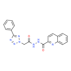 ChemSpider 2D Image | N'-[(5-Phenyl-2H-tetrazol-2-yl)acetyl]-2-quinolinecarbohydrazide | C19H15N7O2