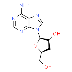 ChemSpider 2D Image | 9-(3-Deoxy-beta-D-arabinofuranosyl)adenine | C10H13N5O3