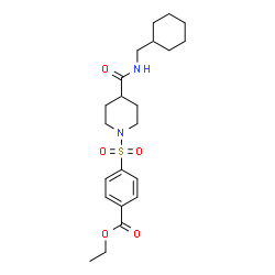 ChemSpider 2D Image | Ethyl 4-({4-[(cyclohexylmethyl)carbamoyl]-1-piperidinyl}sulfonyl)benzoate | C22H32N2O5S