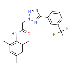 ChemSpider 2D Image | N-Mesityl-2-{5-[3-(trifluoromethyl)phenyl]-2H-tetrazol-2-yl}acetamide | C19H18F3N5O