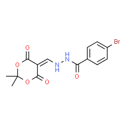 ChemSpider 2D Image | 4-Bromo-N'-[(2,2-dimethyl-4,6-dioxo-1,3-dioxan-5-ylidene)methyl]benzohydrazide | C14H13BrN2O5