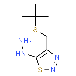 ChemSpider 2D Image | 5-Hydrazino-4-{[(2-methyl-2-propanyl)sulfanyl]methyl}-1,2,3-thiadiazole | C7H14N4S2