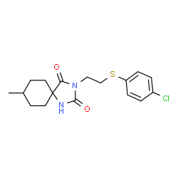 ChemSpider 2D Image | 3-{2-[(4-Chlorophenyl)sulfanyl]ethyl}-8-methyl-1,3-diazaspiro[4.5]decane-2,4-dione | C17H21ClN2O2S