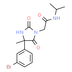 ChemSpider 2D Image | 2-[4-(3-Bromophenyl)-4-methyl-2,5-dioxo-1-imidazolidinyl]-N-isopropylacetamide | C15H18BrN3O3