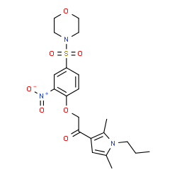 ChemSpider 2D Image | 1-(2,5-Dimethyl-1-propyl-1H-pyrrol-3-yl)-2-[4-(4-morpholinylsulfonyl)-2-nitrophenoxy]ethanone | C21H27N3O7S