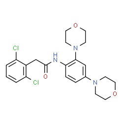 ChemSpider 2D Image | 2-(2,6-Dichlorophenyl)-N-[2,4-di(4-morpholinyl)phenyl]acetamide | C22H25Cl2N3O3