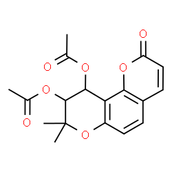 ChemSpider 2D Image | 8,8-Dimethyl-2-oxo-9,10-dihydro-2H,8H-pyrano[2,3-f]chromene-9,10-diyl diacetate | C18H18O7