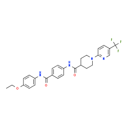 ChemSpider 2D Image | N-{4-[(4-Ethoxyphenyl)carbamoyl]phenyl}-1-[5-(trifluoromethyl)-2-pyridinyl]-4-piperidinecarboxamide | C27H27F3N4O3