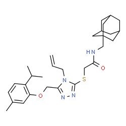 ChemSpider 2D Image | N-(Adamantan-1-ylmethyl)-2-({4-allyl-5-[(2-isopropyl-5-methylphenoxy)methyl]-4H-1,2,4-triazol-3-yl}sulfanyl)acetamide | C29H40N4O2S