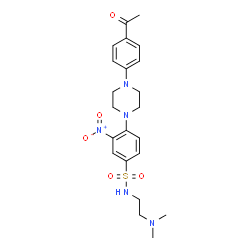 ChemSpider 2D Image | 4-[4-(4-Acetylphenyl)-1-piperazinyl]-N-[2-(dimethylamino)ethyl]-3-nitrobenzenesulfonamide | C22H29N5O5S