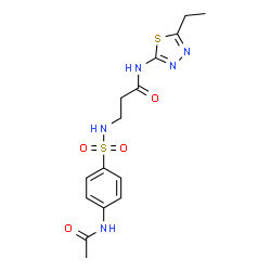 ChemSpider 2D Image | N~3~-[(4-Acetamidophenyl)sulfonyl]-N-(5-ethyl-1,3,4-thiadiazol-2-yl)-beta-alaninamide | C15H19N5O4S2