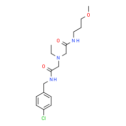 ChemSpider 2D Image | 2-[{2-[(4-Chlorobenzyl)amino]-2-oxoethyl}(ethyl)amino]-N-(3-methoxypropyl)acetamide | C17H26ClN3O3