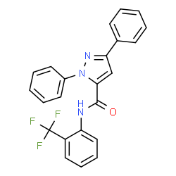 ChemSpider 2D Image | 1,3-Diphenyl-N-[2-(trifluoromethyl)phenyl]-1H-pyrazole-5-carboxamide | C23H16F3N3O