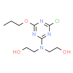 ChemSpider 2D Image | 2,2'-[(4-Chloro-6-propoxy-1,3,5-triazin-2-yl)imino]diethanol | C10H17ClN4O3