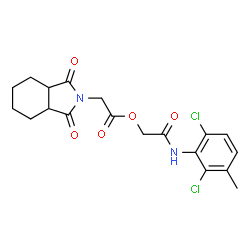 ChemSpider 2D Image | 2-[(2,6-Dichloro-3-methylphenyl)amino]-2-oxoethyl (1,3-dioxooctahydro-2H-isoindol-2-yl)acetate | C19H20Cl2N2O5