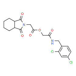 ChemSpider 2D Image | 2-[(2,4-Dichlorobenzyl)amino]-2-oxoethyl (1,3-dioxooctahydro-2H-isoindol-2-yl)acetate | C19H20Cl2N2O5