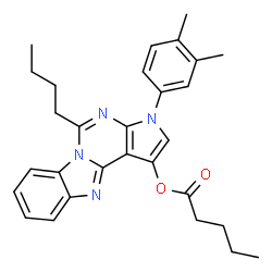 ChemSpider 2D Image | 5-Butyl-3-(3,4-dimethylphenyl)-3H-pyrrolo[2',3':4,5]pyrimido[1,6-a]benzimidazol-1-yl valerate | C29H32N4O2