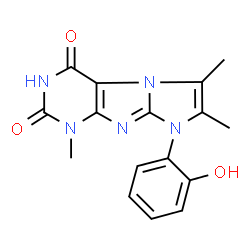 ChemSpider 2D Image | 8-(2-Hydroxyphenyl)-1,6,7-trimethyl-1H-imidazo[2,1-f]purine-2,4(3H,8H)-dione | C16H15N5O3