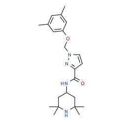 ChemSpider 2D Image | 1-[(3,5-Dimethylphenoxy)methyl]-N-(2,2,6,6-tetramethyl-4-piperidinyl)-1H-pyrazole-3-carboxamide | C22H32N4O2