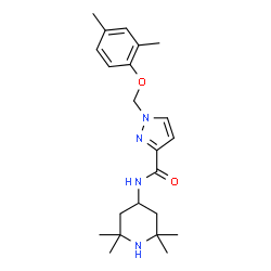 ChemSpider 2D Image | 1-[(2,4-Dimethylphenoxy)methyl]-N-(2,2,6,6-tetramethyl-4-piperidinyl)-1H-pyrazole-3-carboxamide | C22H32N4O2