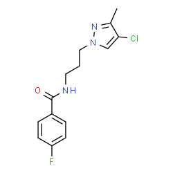 ChemSpider 2D Image | N-[3-(4-Chloro-3-methyl-1H-pyrazol-1-yl)propyl]-4-fluorobenzamide | C14H15ClFN3O