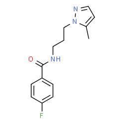 ChemSpider 2D Image | 4-Fluoro-N-[3-(5-methyl-1H-pyrazol-1-yl)propyl]benzamide | C14H16FN3O