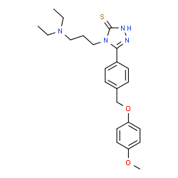ChemSpider 2D Image | 4H-1,2,4-triazole-3-thiol, 4-[3-(diethylamino)propyl]-5-[4-[(4-methoxyphenoxy)methyl]phenyl]- | C23H30N4O2S